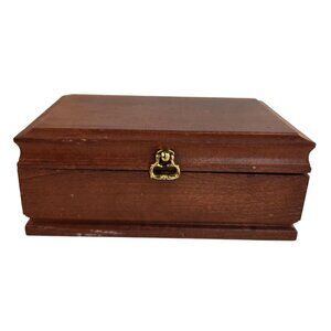 Thill’s Jewel Box Wooden Jewelry Organizer Vintage Brown W/ Pink Lining Storage